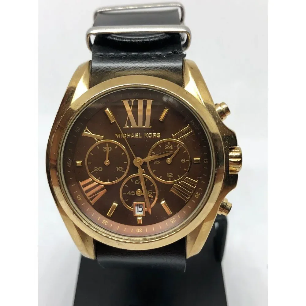 MICHAEL KORS MK5502 Womens Black Leather Analog Dial Quartz Genuine Watch KG426